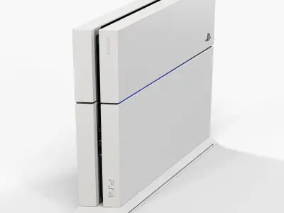 Sony PlayStation 4 Game Console with Stand White Low-poly 3D model