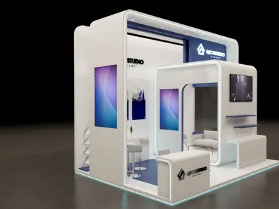 Booth Exhibition Stand Stall 8x4m Height 500 cm  3D model 3D model