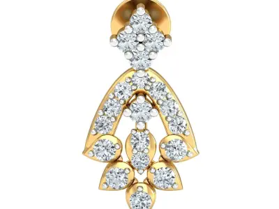 Yellow gold diamond earring-P2 E-15 3D print model