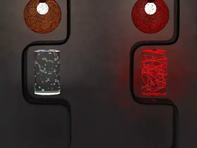 torchiere 3 lamp with orange ball in middle 3D model