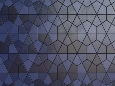 Teal Green Decorative Fan Pattern Mosaic Tiles PBR Seamless Texture