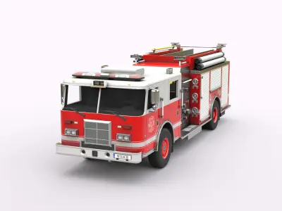 Fire Truck Low-poly 3D model