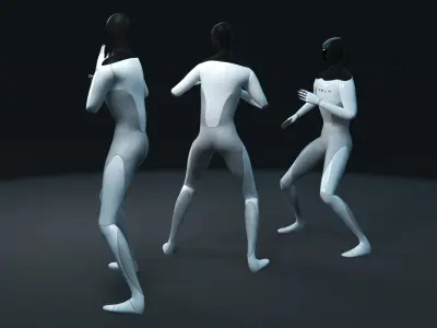 Tesla bot animation fighters Low-poly 3D model