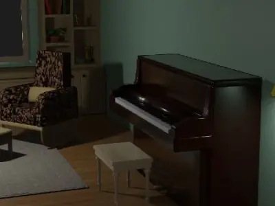 Isometric 3D Livingroom Low-Poly Low-poly 3D model