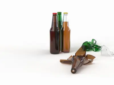 Broken Bottles Low-poly 3D model