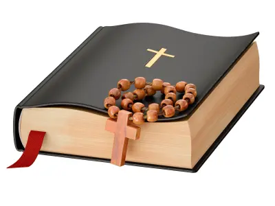 Bible Book Cross with Rosary 3D model