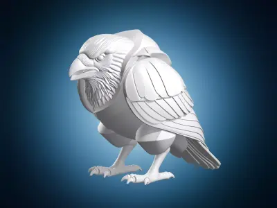 Mystical Raven Minimalist Sculpture 3D print model