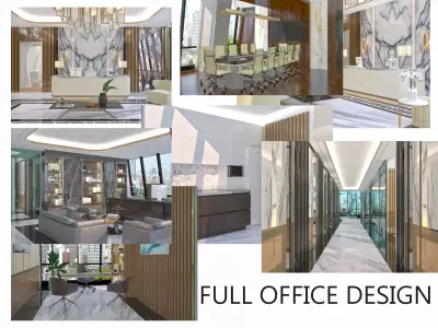 Luxury Modern Office Floor Interior  Full  3D model