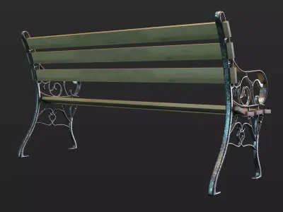 Park bench 3D model 13
