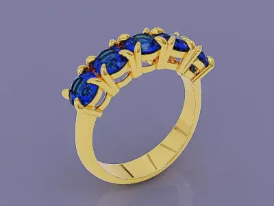 Round cut five stone ring 3D print model