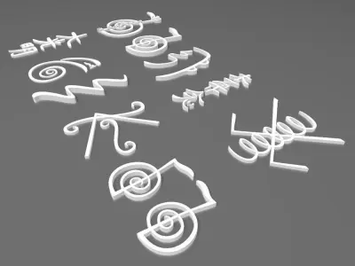 Principales simbolos Reiki 3D print model