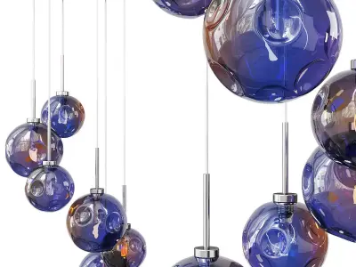 2 MIRA 6 Light Ceiling Cluster Pendant Low-poly 3D model