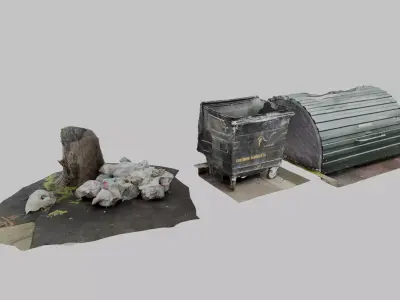 Urban Street Props Scan Pack - 12 Photogrammetry Assets 3D model