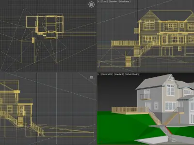HOUSE - BLUE SIDING Low-poly 3D model