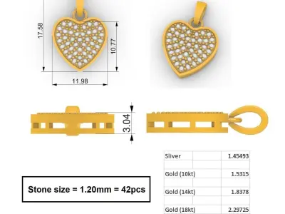 Heart Diamond Pendant 3D print model