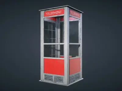 Telephone Booth Low-poly 3D model