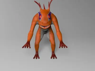 Humanoid frog character Low-poly 3D model