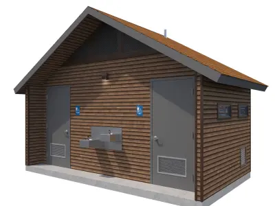 Public Building-004 Restroom With Interior 3D model