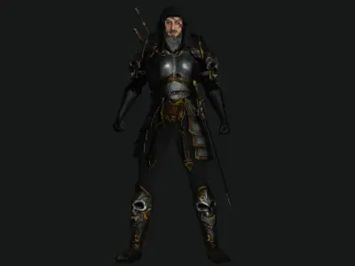 AAA 3D BEARDED MALE KNIGHT 2 -REALISTIC RIG GAME READY CHARACTER Low-poly 3D model