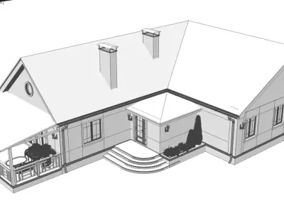 House with patio and porch 3D model