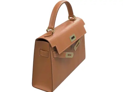 Hermes Kelly Bag Brown Leather Low-poly 3D model