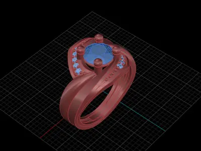 Stylish Women Ring 3D Model STL 3DM Format for Jewelry Print 3D print model