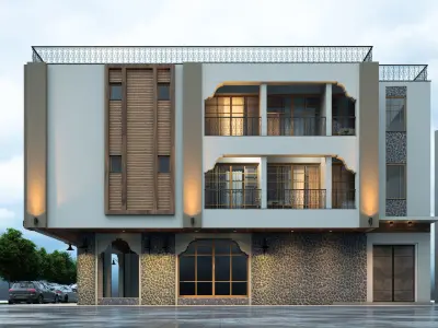 Exterior work on the old building 3D model