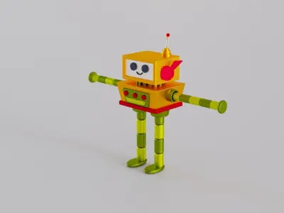 Two robots in cartoon style 3D model