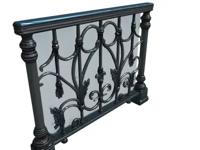 Elegant Wrought Iron Railing Section Low-poly 3D model