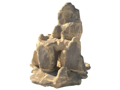 yellow sand cliff   Low-poly 3D model