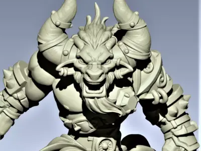 Minotaur demon holding sword 3D print model