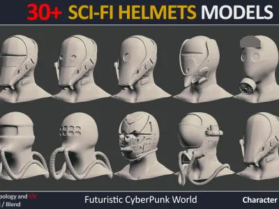 30 SCI-FI HELMET MODELS  VOL9 Low-poly 3D model