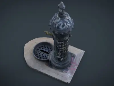 Fountain water Low-poly 3D model