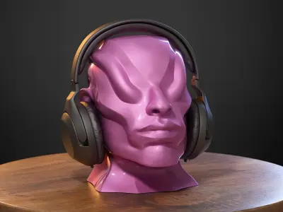 Robot human bust Headphone Stand Cyborg Robot human bust  3D print model