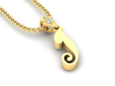 Light Gold Fancy Font Pendant I 3D print model