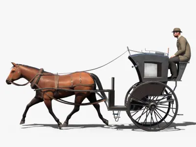  Carriage Hansom Cab (animated) 