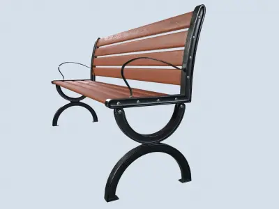 Street bench low poly pbr game ready Low-poly 3D model shop