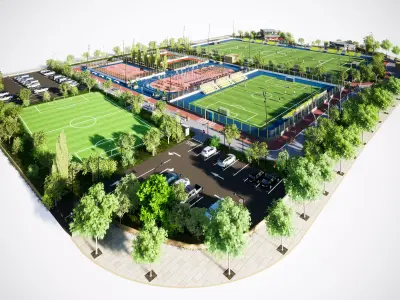 Sport Complex Exterior Low-poly 3D model