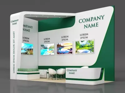 Booth Exhibition Stand Stall 3x7m Height 500 cm 2 Side Open 3D model