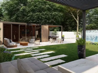 Garden Landscape 3D Model - SketchUp and Lumion Scene-Plan 3D model