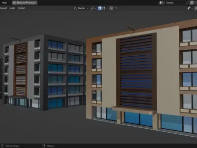 Low Poly Apartment Buildings Pack 2 Low-poly 3D model