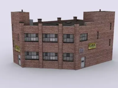 Industrial building Low-poly 3D model 8
