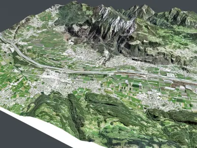 Mountain landscape Liechtenstein 3D model