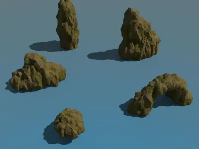 Forest rocks pack Low-poly 3D model