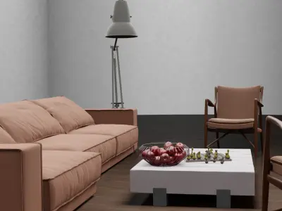 Living Room Sofa Set Low-poly 3D model