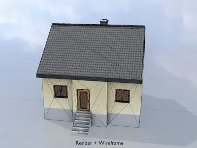 Modern single-family house version 2 L Low-poly 3D model