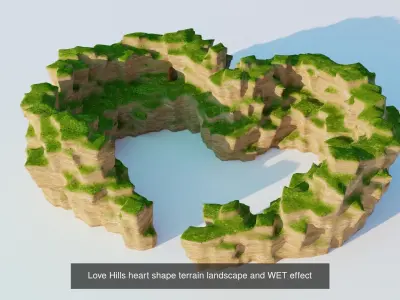 Heart rock terrain fantasy set with two seasons 3D Model Pack