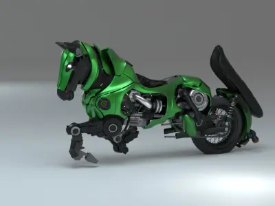 Transforming Mechanical Horse - Green Sentinel 3D model