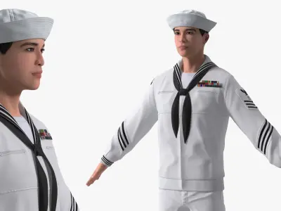 Asian Sailor US Navy A-Pose 