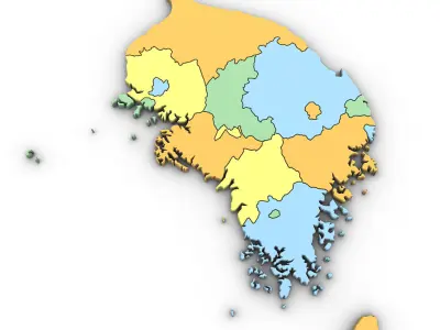 3d Political Map of South Korea 3D model